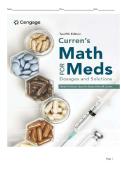 TEST BANK FOR Curren's Math for Meds&colon; Dosages and Solutions 12th Edition by Gladdi Tomlinson&comma; Lou Ann Boose ISBN&colon;978-0357768075 COMPLETE GUIDE ALL CHAPTERS COVERED 100&percnt; VERIFIED A&plus; GRADE ASSURED&excl;&excl;&excl;&excl;&excl;NEW LATEST UPDATE&excl;&excl;&excl;&excl;&excl;