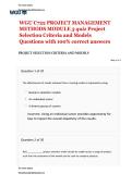 WGU C722 &vert; PROJECT MANAGEMENT METHODS &vert; MODULE 3 quiz &vert; Project Selection Criteria and Models &vert; Questions with 100&percnt; correct answers