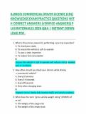 ILLINOIS COMMERCIAL DRIVER LICENSE &lpar;CDL&rpar; KNOWLEDGE EXAM 2026 &ndash; PRACTICE QUESTIONS WITH VERIFIED ANSWERS&comma; RATIONALES&comma; AND COMPLETE CDL TEST PREPARATION GUIDE   A&plus; VERIFIED LATEST VERSION 