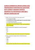 ILLINOIS COMMERCIAL DRIVER LICENSE &lpar;CDL&rpar; ENDORSEMENT EXAM 2026 &ndash; PRACTICE QUESTIONS WITH VERIFIED ANSWERS&comma; RATIONALES&comma; AND COMPLETE CDL ENDORSEMENT CERTIFICATION STUDY GUIDE A&plus; VERIFIED LATEST UPDATE