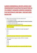 ILLINOIS COMMERCIAL DRIVER LICENSE &lpar;CDL&rpar; ENDORSEMENT EXAM 2026 &ndash; PRACTICE QUESTIONS WITH VERIFIED ANSWERS&comma; RATIONALES&comma; AND COMPLETE CDL ENDORSEMENT CERTIFICATION STUDY GUIDE A&plus; VERIFIED LATEST UPDATE