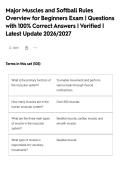 Major Muscles and Softball Rules&NewLine;Overview for Beginners Exam &vert; Questions&NewLine;with 100&percnt; Correct Answers &vert; Verified &vert;&NewLine;Latest Update 2026&sol;2027