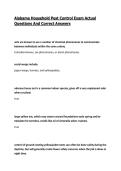 Alabama Household Pest Control Exam Actual Questions And Correct Answers