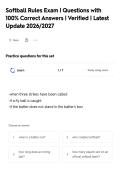 Softball Rules Exam &vert; Questions with&NewLine;100&percnt; Correct Answers &vert; Verified &vert; Latest&NewLine;Update 2026&sol;2027