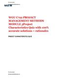 WGU C722 &vert; PROJECT MANAGEMENT METHODS &vert; MODULE 3 &vert; Project Characteristics Quiz &vert; with 100&percnt; accurate solutions &plus; rationales