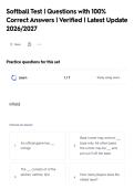 Softball Test &vert; Questions with 100&percnt;&NewLine;Correct Answers &vert; Verified &vert; Latest Update&NewLine;2026&sol;2027