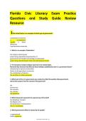 TEST BANK Florida Civic Literacy Exam Practice Questions and Study Guide Review Resource