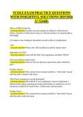 TCOLE EXAM PRACTICE QUESTIONS &NewLine;WITH INSIGHTFUL SOLUTIONS 20252026 &NewLine;A&plus; Grade&period; 