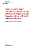 WGU C722 &vert; PROJECT MANAGEMENT METHODS &vert; MODULE 5  &vert; Organizational Structures Quiz  &vert; with 100&percnt; accurate solutions 