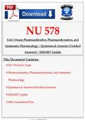TEST BANK NU 578 Unit 1 Exam Review Controlled Substances Pharmacology Questions and Answers Study Guide 2026-2027