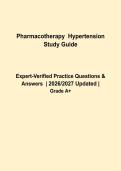 Pharmacotherapy Hypertension &vert;  Guide to Antihypertensive Drug Therapy&comma; Clinical Management&comma; Treatment Guidelines & Patient Care