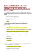 RN MENTAL HEALTH FINAL EXAM QUESTIONS WITH ANSWERS 100&percnt;&NewLine;VERIFIED ANSWERS 2026&sol;2027 UPDATED STUDY GUIDE