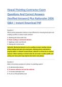Hawaii Painting Contractor Exam &NewLine;Questions And Correct Answers &NewLine;&lpar;Verified Answers&rpar; Plus Rationales 2026 &NewLine;Q&A &vert; Instant Download Pdf 