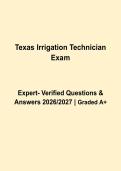 Texas Irrigation Technician Practice Exam &vert; Study Guide &vert; Questions & Answers &vert; 2026