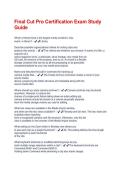 Final Cut Pro Certification Exam Study&NewLine;Guide 100 &percnt; correct