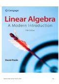TEST BANK FOR Linear Algebra&colon; A Modern Introduction 5th Edition by David Poole ISBN&colon;978-8214013054 COMPLETE GUIDE ALL CHAPTERS COVERED 100&percnt; VERIFIED A&plus; GRADE ASSURED&excl;&excl;&excl;&excl;&excl;NEW LATEST UPDATE&excl;&excl;&excl;&excl;&excl;