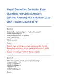 Hawaii Demolition Contractor Exam &NewLine;Questions And Correct Answers &NewLine;&lpar;Verified Answers&rpar; Plus Rationales 2026 &NewLine;Q&A &vert; Instant Download Pdf 