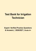Irrigation Technician Test Bank &vert; All-in-One Practice Guide and Answers 2026&sol;2027 Edition