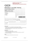 2025 OCR A Level Computer Science H446-01 Computer Systems Verified Question Paper Questions and Answers 2025&sol; 2026 &ndash; Complete Revision Guide&comma; Exam Practice Workbook&comma; 100&percnt; Verified with Correct Questions and Answers