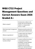 WGU C722 &vert; Project Management &vert;  Questions and Correct Answers &vert;  Exam 2026-2027 Graded A&plus;&period;