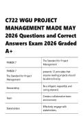 C722 WGU  &vert;PROJECT MANAGEMENT &vert; MADE MAY 2026  &vert; Questions and Correct Answers Exam 2026