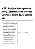 C722&vert;  Project Management &lpar;PA&rpar; &vert; Questions and Correct Answers Exam 2026 Graded A&plus;