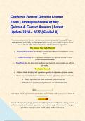 California Funeral Director License Exam &vert; Strategies Review of Key Quizzes & Correct Answers &vert; Latest Update 2026 &ndash; 2027 &lpar;Graded A&rpar;&NewLine;