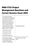 WGU Project Management- C722 Questions and Correct Answers Exam 2026 Graded A&plus;