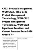 C722- Project Management&comma; WGU C722 &comma; WGU C722 Project Management Terminology&comma; WGU C722 Project Management questions and answers