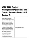 WGU C722 &vert; Project Management &vert; Questions and Correct Answers Exam