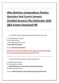 Ohio Dentistry Jurisprudence Practice &NewLine;Questions And Correct Answers &NewLine;&lpar;Verified Answers&rpar; Plus Rationales 2026 &NewLine;Q&A Instant Download Pdf 