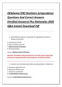 Oklahoma &lpar;OK&rpar; Dentistry Jurisprudence &NewLine;Questions And Correct Answers &NewLine;&lpar;Verified Answers&rpar; Plus Rationales 2026 &NewLine;Q&A Instant Download Pdf 