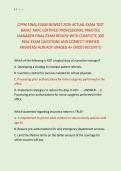CPPM FINAL EXAM NEWEST 2026 ACTUAL EXAM TEST &NewLine;BANK&vert; AAPC CERTIFIED PROFESSIONAL PRACTICE &NewLine;MANAGER FINAL EXAM REVIEW WITH COMPLETE 300 &NewLine;REAL EXAM QUESTIONS AND CORRECT VERIFIED &NewLine;ANSWERS&sol; ALREADY GRADED A&plus; &lpar;MOST RECENT&excl;&excl;&rpar;