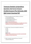 Tennessee Dentistry Jurisprudence &NewLine;Questions And Correct Answers &NewLine;&lpar;Verified Answers&rpar; Plus Rationales 2026 &NewLine;Q&A Instant Download Pdf 