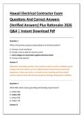 Hawaii Electrical Contractor Exam &NewLine;Questions And Correct Answers &NewLine;&lpar;Verified Answers&rpar; Plus Rationales 2026 &NewLine;Q&A &vert; Instant Download Pdf 