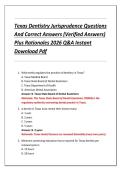 Texas Dentistry Jurisprudence Questions &NewLine;And Correct Answers &lpar;Verified Answers&rpar; &NewLine;Plus Rationales 2026 Q&A Instant &NewLine;Download Pdf