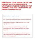CRNA Interview- Clinical Questions 1 ACTUAL EXAM &NewLine;QUESTIONS WITH DETAILED ANSWERS WITH &NewLine;RATIONALES AND A READINESS PRACTICE EXAM TEST &NewLine;BANK WITH A STUDY GUIDE &vert; LATEST UPDATED AND &NewLine;VERIFIED FOR GUARANTEED PASS