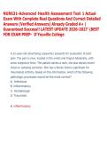 NUR631-Advanced Health Assessment Test 1 Actual &NewLine;Exam With Complete Real Questions And Correct Detailed &NewLine;Answers &lpar;Verified Answers&rpar; Already Graded A&plus; &vert; &NewLine;Guaranteed Success&excl;&excl; LATEST UPDATE 2026-2027 BEST &NewLine;FOR EXAM PREP-  D'Youville Colle