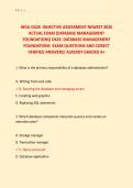 WGU D426  OBJECTIVE ASSESSMENT NEWEST 2026 &NewLine;ACTUAL EXAM &lpar;DATABASE MANAGEMENT &NewLine;FOUNDATIONS&rpar; D426  DATABASE MANAGEMENT &NewLine;FOUNDATIONS  EXAM QUESTIONS AND CORECT &NewLine;VERIFIED ANSWERS&sol; ALREADY GRADED A&plus;  