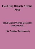 Field Rep Branch 2 Final Exam &ndash; Complete Study Guide&comma; Practice Questions & Certification Review Notes