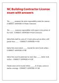 NC Building Contractor License exam with answers