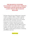 EPICOR KINETIC INVENTORY &NewLine;MANAGEMENT EXAMINATION COMPLETE &NewLine;QUESTIONS AND DETAILED SOLUTIONS &NewLine;LATEST UPDATE THIS YEAR JUST &NewLine;RELEASED