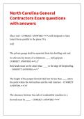 North Carolina General Contractors Exam questions with answers