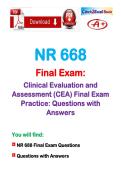 NR 668 Final Exam&colon; Clinical Evaluation and Assessment &lpar;CEA&rpar; Final Exam Practice&colon; Questions with Answers 