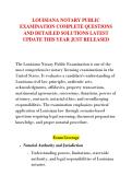 LOUISIANA NOTARY PUBLIC &NewLine;EXAMINATION COMPLETE QUESTIONS &NewLine;AND DETAILED SOLUTIONS LATEST &NewLine;UPDATE THIS YEAR JUST RELEASED 
