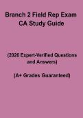 CA Branch 2 Field Rep Exam Study Guide &ndash; Complete Practice Questions&comma; Certification Prep & Review Notes