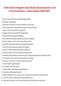 Earth Science Regents Exam Study Guide Questions and Correct Answers &vert; Earth Science Regents Examination &vert; 2026&sol;2027 &vert; Latest Comprehensive Review and Preparation Guide