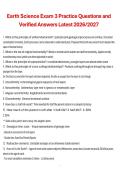 Earth Science Exam 3 Practice Questions and Verified Answers &vert; Earth Science &vert; 2026&sol;2027 &vert; Comprehensive Third Exam Review and Study Guide