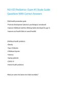 NU 435 Pediatrics- Exam -1 Study Guide Questions With Correct Answers 