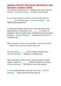 Indiana Permit Test Exam Questions and Answers &lpar;Latest 2026&rpar;&NewLine;&NewLine;